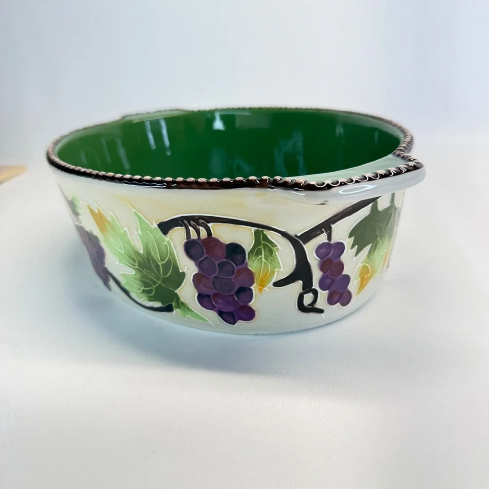 Temp-tations by Tara 3QT Oval Baker Grape Vine Ceramic Dish Lid BS-LX-863359